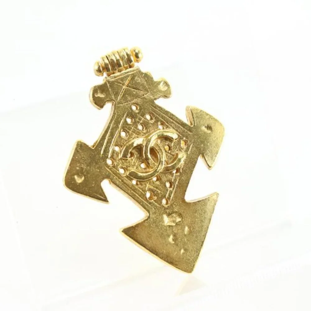Chanel 94p 24k Gold Plated  CC Cross Brooch Pin 39cc722s